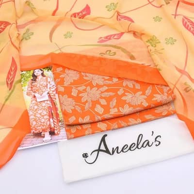 Aneela’s Printed Lawn 3 Piece Unstitched Suit