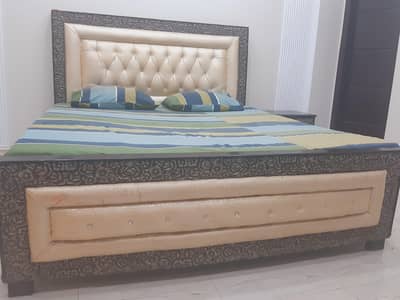 King size Bed with Molty Foam Mattress and side table