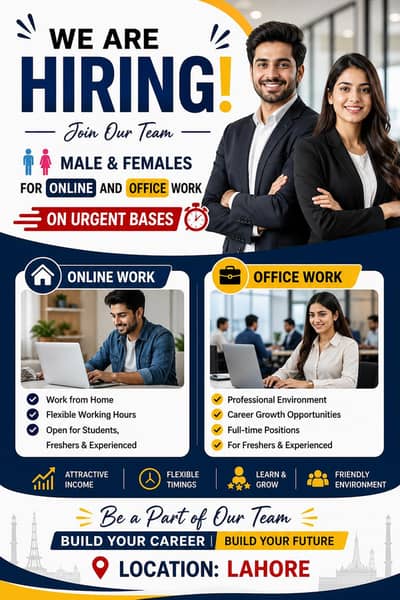 Hiring Males and females on urgent bases