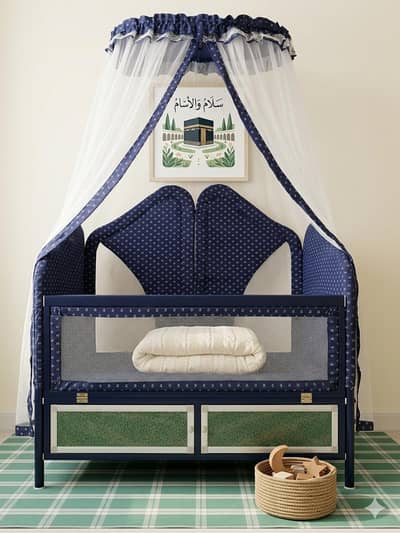 Baby cot and storage bed in one - Navy blue (excellent condition)