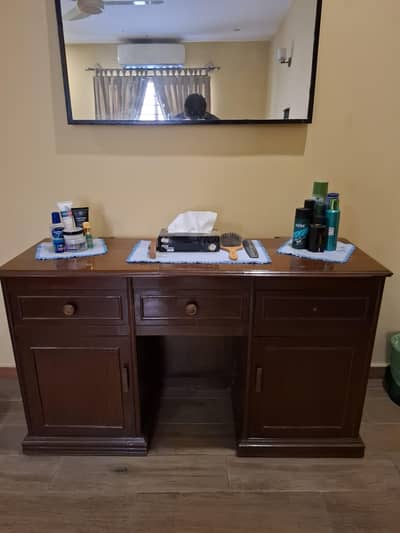 Wooden Dressing table with wrought iron mirror for sale
