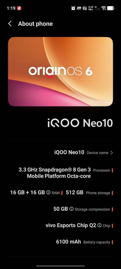 iQOO Neo10 CN – Snapdragon 8 Gen 3 | 16GB+16GB RAM | 512GB | 120 FPS