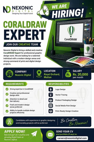 CoralDRAW Graphic Designer Required – Nexonic Digital Multan