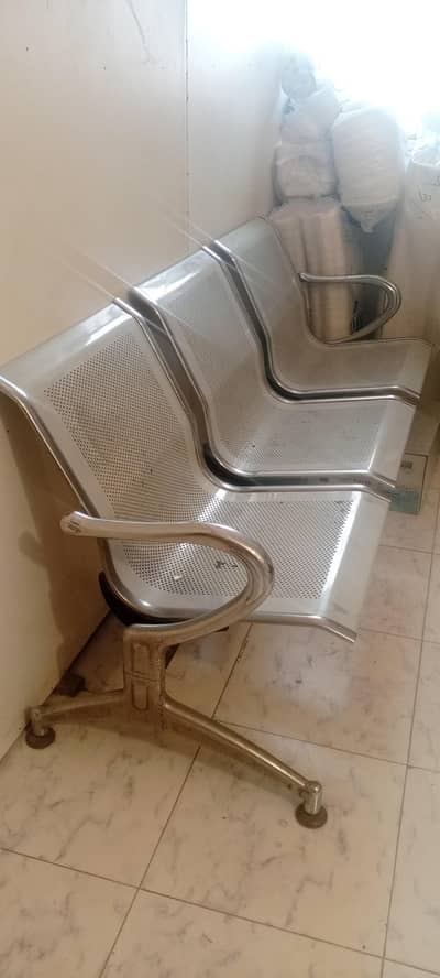 Premium 3 Seater Steel Bench / Waiting Area Chair / Outdoor Bench
