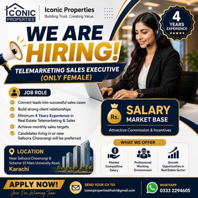 **We're Hiring — Female Telemarketing & Sales Executive**