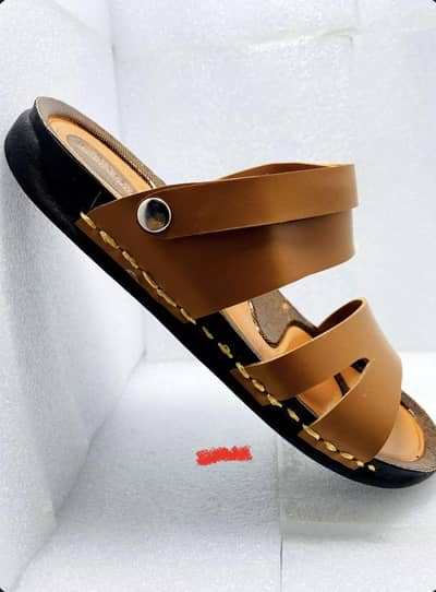 Men's Premium Leather Sandal Chappal - Brown, Comfortable, New