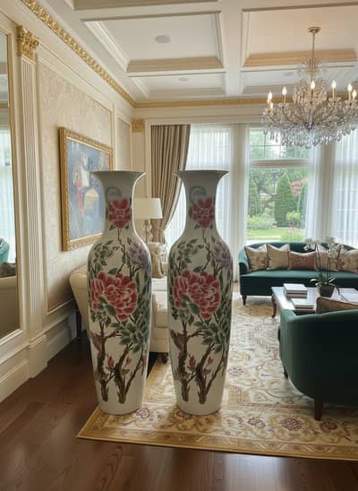 Luxury 5 ft imported porcelain chinese vase pair (last piece)