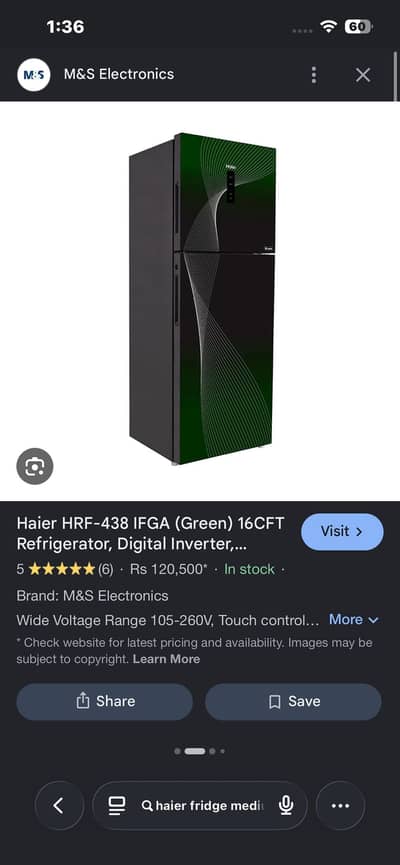 New box pack haier medium size green color touch panel