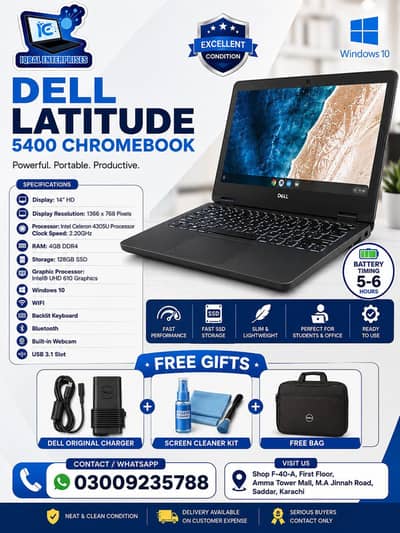 Dell Latitude 5400 Chromebook 4GB 128GB SSD Laptop