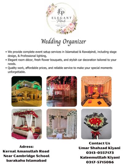 wedding organizer Elegant Petals Islamabad & Rawalpindi