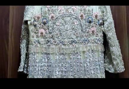 Elegant Bridal Maxi Dress with Applic, Mirror & Beads Work