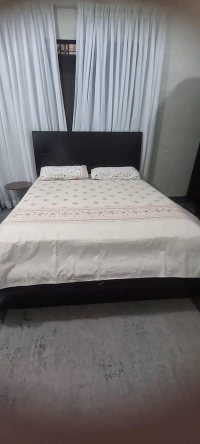 Wooden Double Bed With Mattress – Good Condition