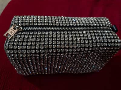 crystal stone evening clutch bag with sleng chain