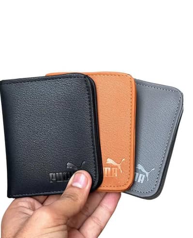 mens leather Tri fold wallet Black Brown gery