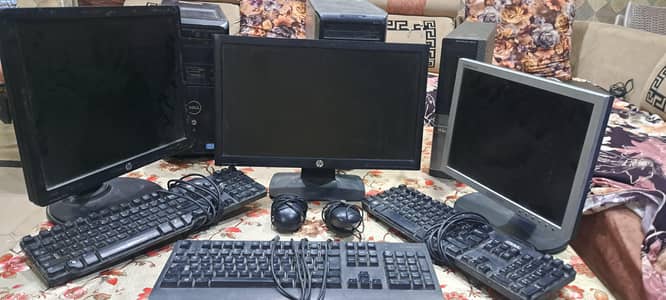 Complete Dell Office Computer Setup, 3PCs + 3 Moniter + Accessories