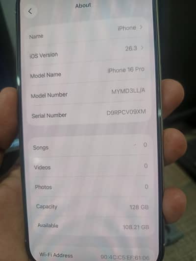 I Phone 16pro  JV 128 Gb  100 Health 62 Cycle count 10/10