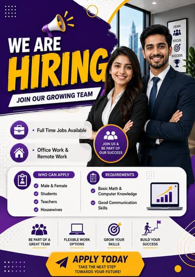 Hiring male and female for office based and online work