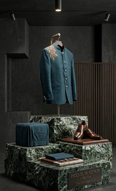 Designer Teal Green Prince Coat – Royal Wedding & Formal Wear