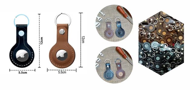 Handmade Genuine Leathe Apple Air Tag Holder Black & Brown