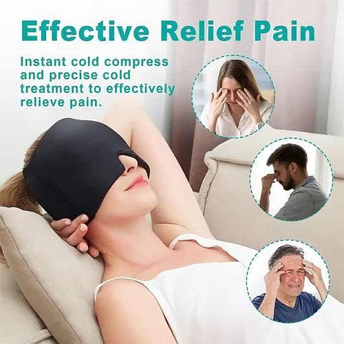 Migraine Gel Ice Therapy Hat for 360° Cold Compression Head Wrap for Relaxation & Pain Relief