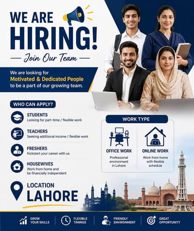 Hiring Female and Male for for office and online work.