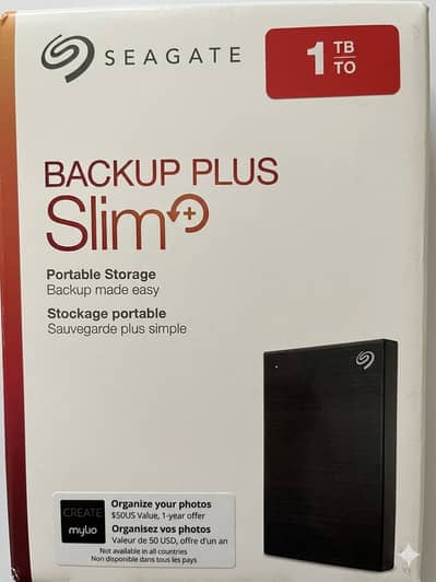 Seagate 1TB external hard drive.