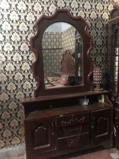 Solid Tali Wood (Shisham) Dressing Table with Large Mirror