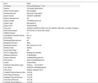 HP Elite book 850 G6 i5 8th Genration, 256 ssd, 16 GB ram