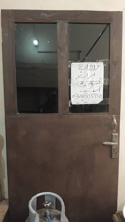 Fancy Wooden Door 6x3 ft – Brown Finish with Glass Design