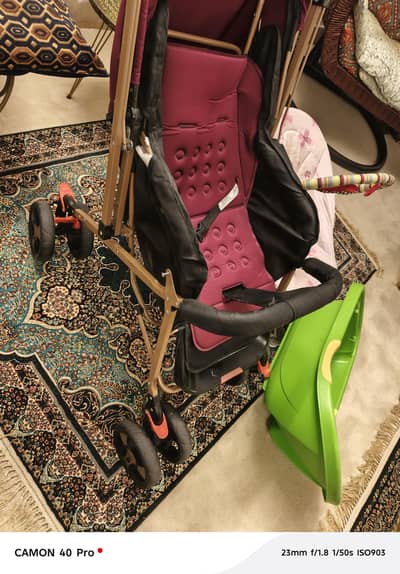 pram, cot and bath tub