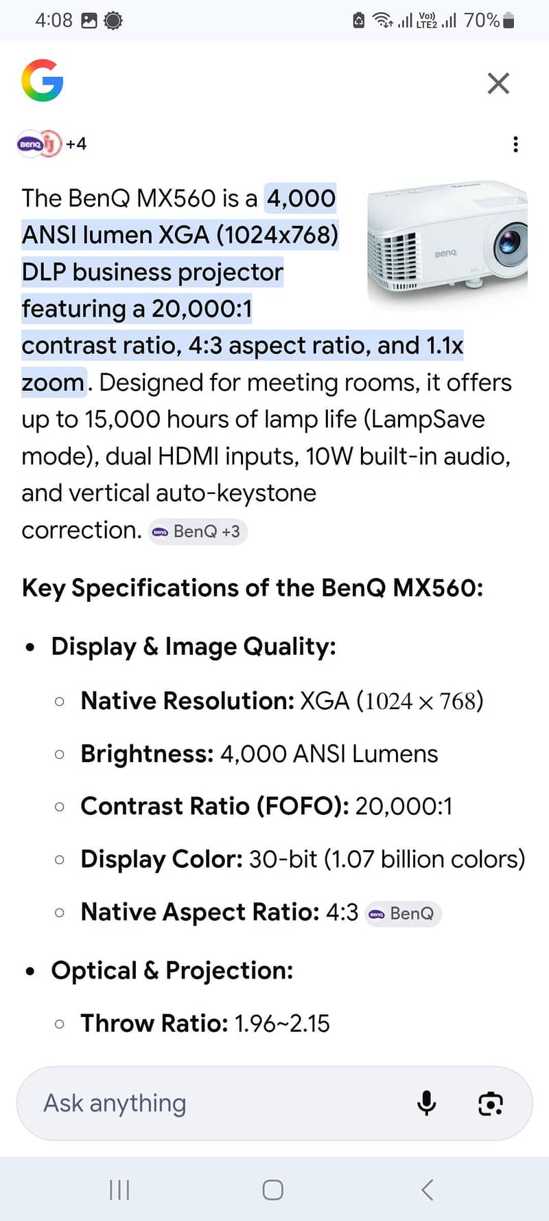 Benq projector 3