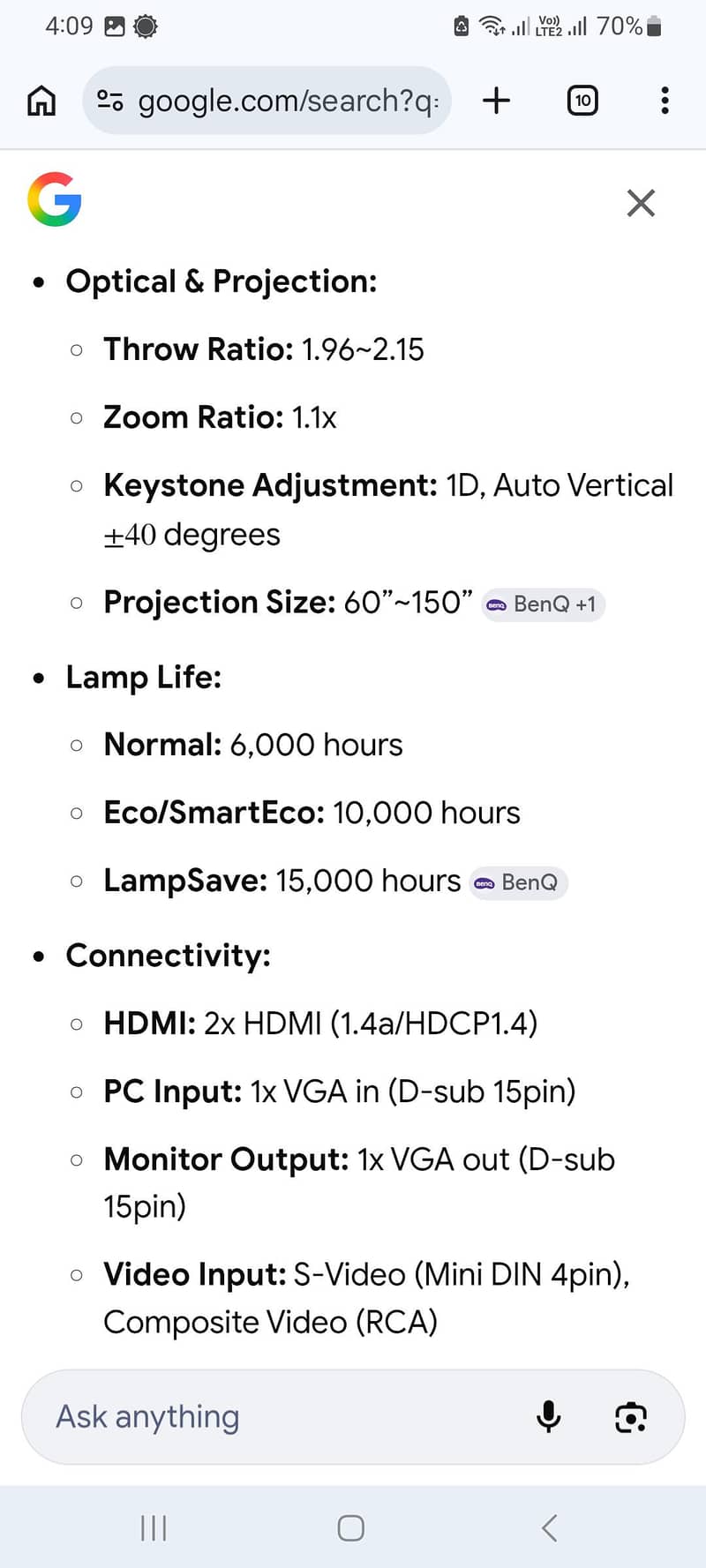 Benq projector 4