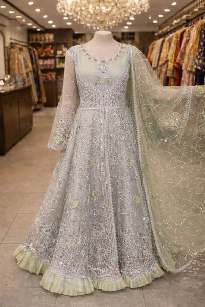 maxii silver colour full embroidery work