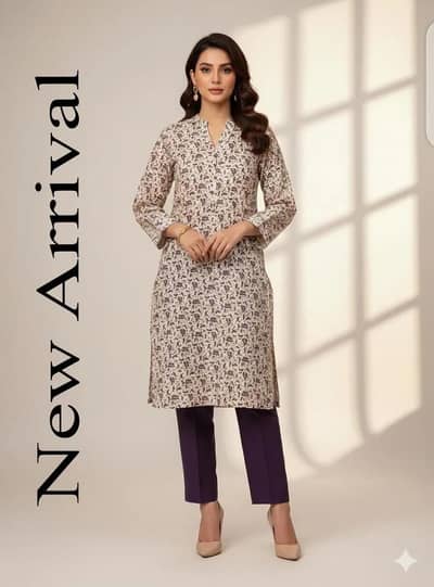 Printed Katan Silk 2-Piece Suit Purple for Women