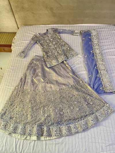 Silver Grey Heavy Embroidered Lehenga
