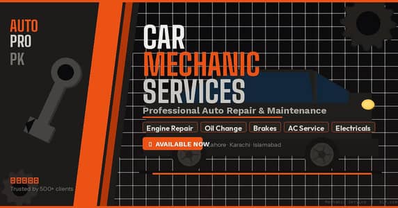 Professional car mechanic service for engine repair break and oil