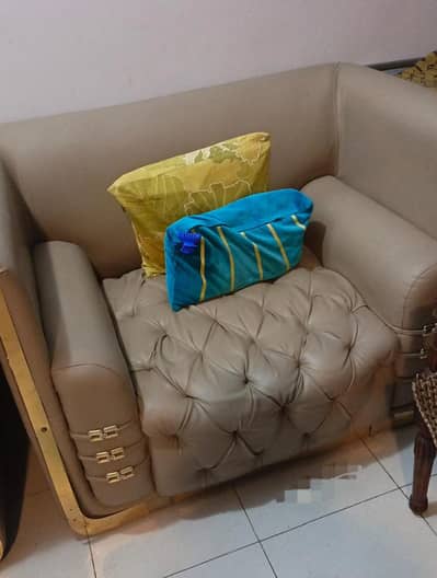 used sofa 5 set Used 5 Seater Jumbo Size Sofa Set - Heavy Wood Frame