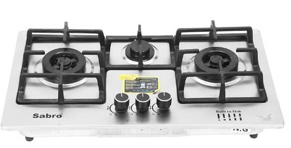 Sabro SH-202 Kitchen/Sabro 3-Burner Stainless Steel Kitchen Hob