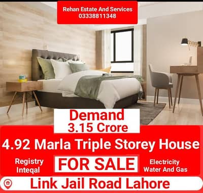 4.92 Marla Triple Storey House For Sale At Link Jail Road Lahore