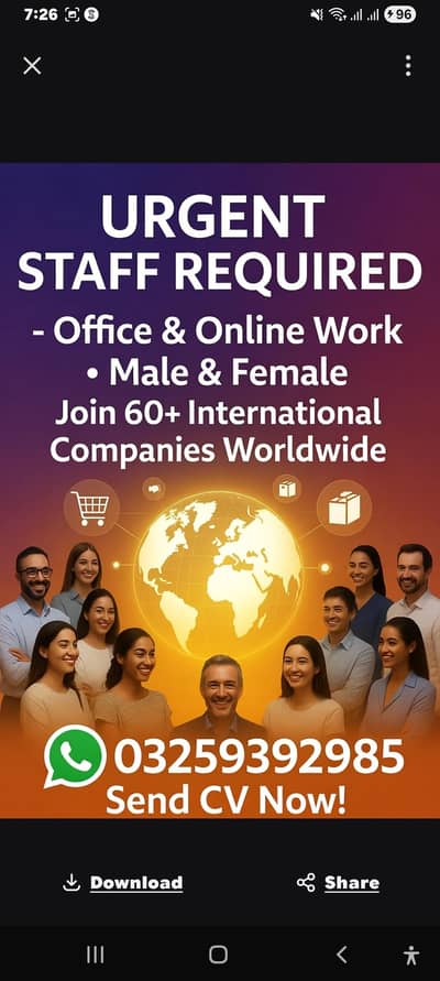 Staff Required Urgently Male & Female Office & Remote Work