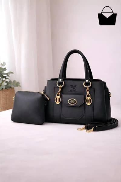 Black luxury handbags set with chain strap