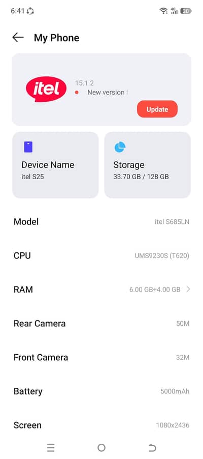 itel s25 6/128 original mobile