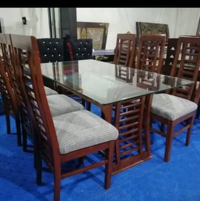 6 Seater dining table- Wooden dining table- Dining table with 6 chairs