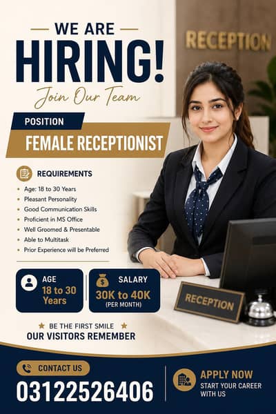 Female Receptionist Required