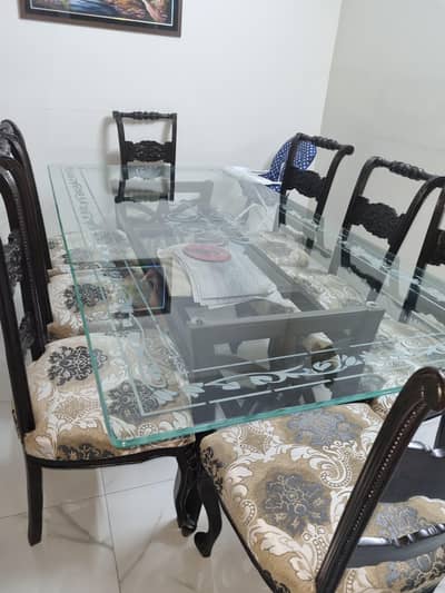 Glass Dining Table with 8 chairs.