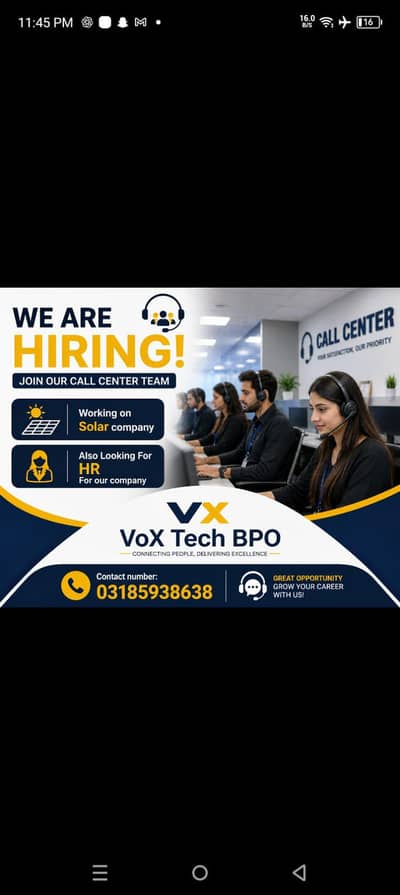 Need a Agents In VoX-tech BPO