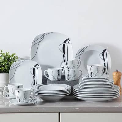 fine bone china white marble dinner set