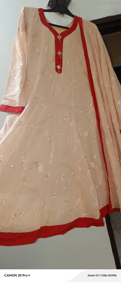 Embroidered Georgette Stitched Frock with Salwar & Dupatta
