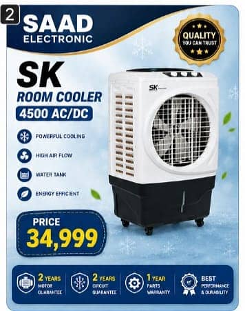 SK Room Cooler AC/DC 4500 | Powerful Cooling | Low Power Consumption