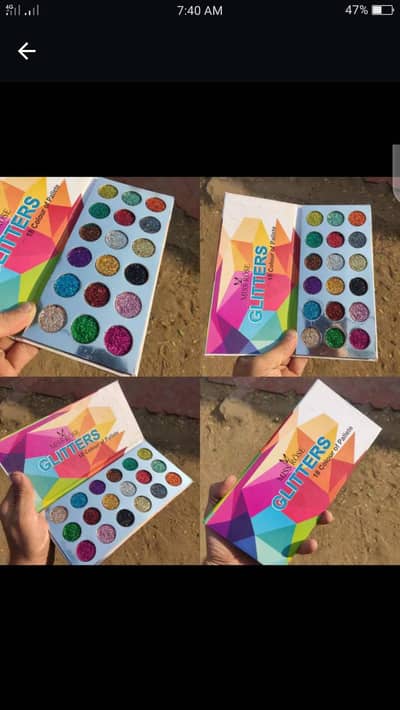 Eye shadow palette. 18 colours glitter.